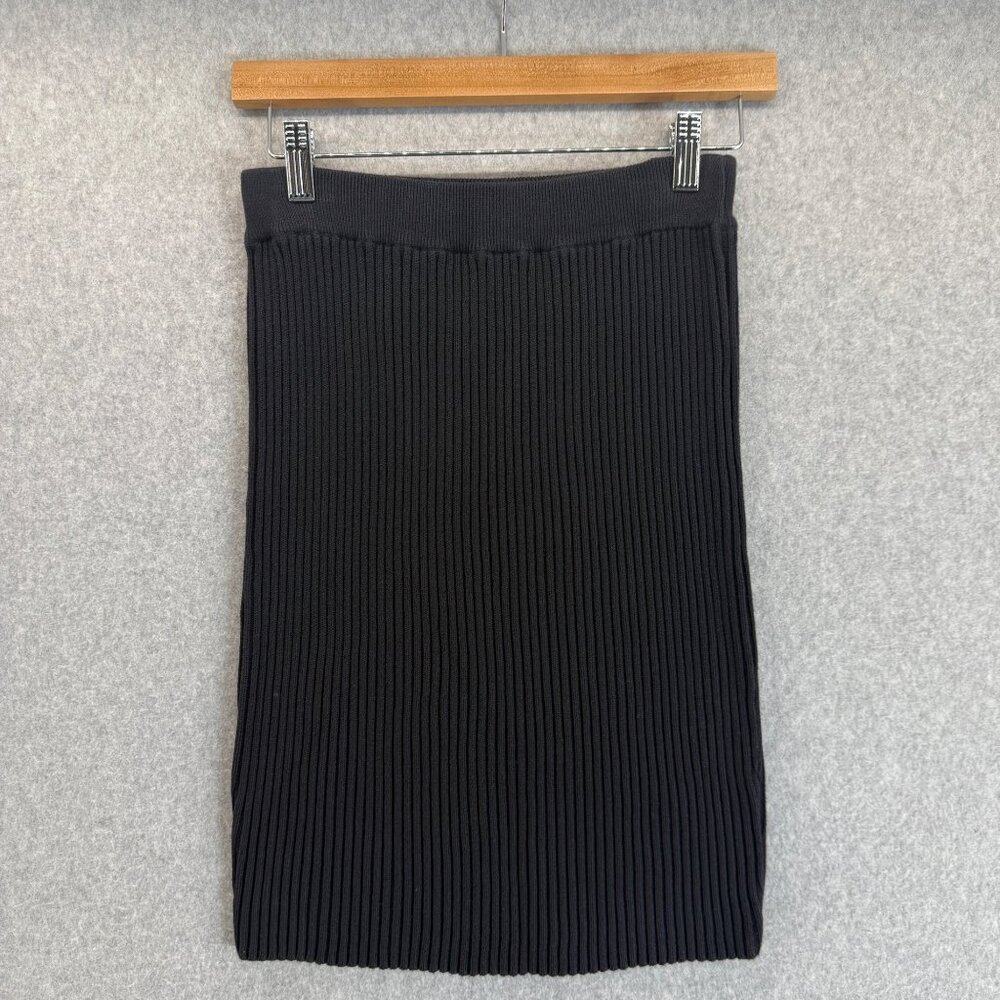 Vivienne Tam Womens Black‎ Ribbed Skirt Knee Length Pencil Cotton Vintage Size 2